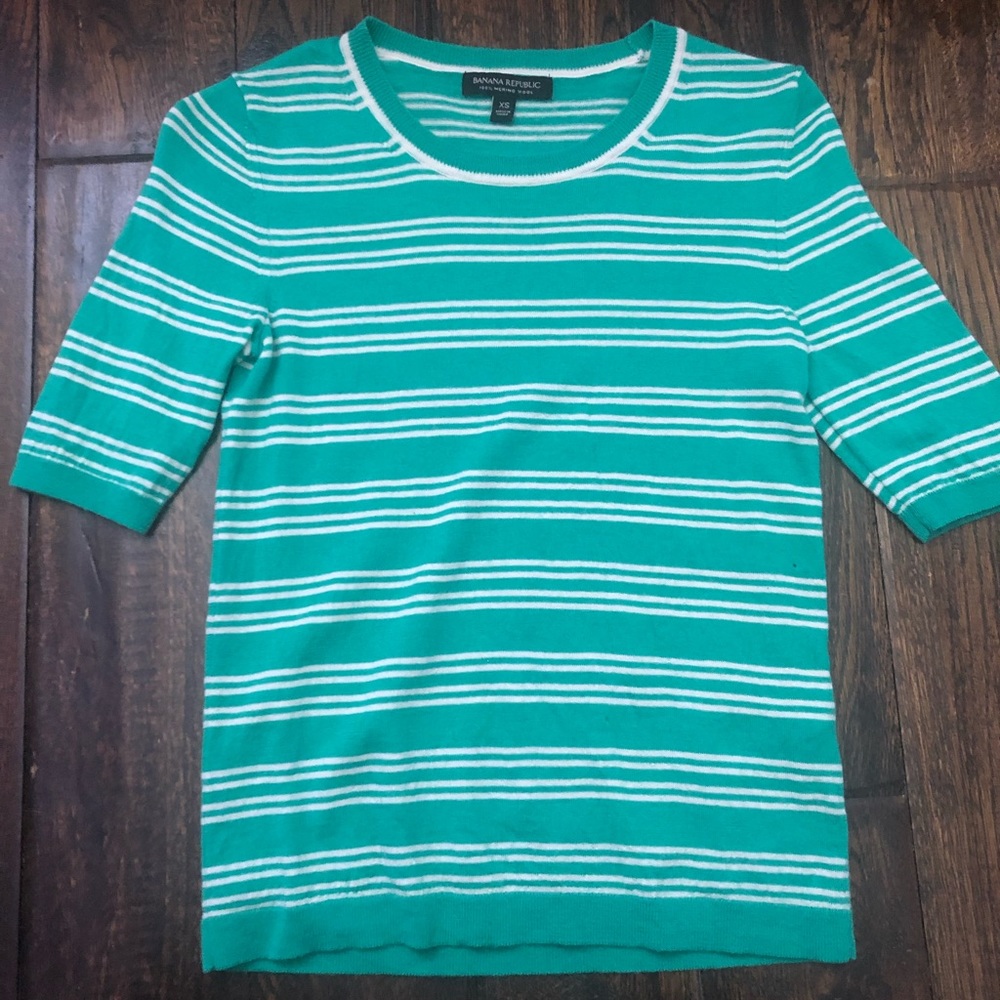 banana republic green and white striped sweater